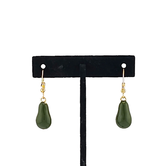 'Avocutie' Earrings🥑Lacquer over Gold Enamel✨18k Gold Plated Ear Hooks - Picture 3 of 4